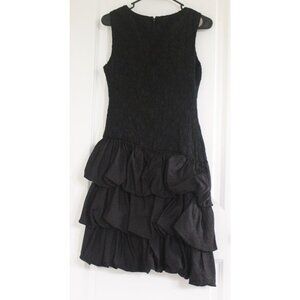 Vtg SPECIAL TIMES by PATTY O'NEIL Black Balloon Tiered Mini Dress Goth Grunge 6